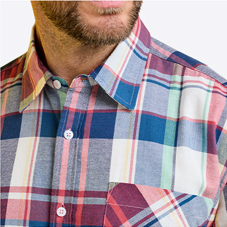 Short Sleeve Cotton Check Shirt - MF690